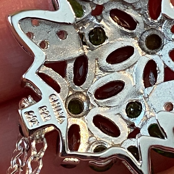 NWOT MULTI STONE FLORAL STERLING NECKLACE - Picture 2 of 8